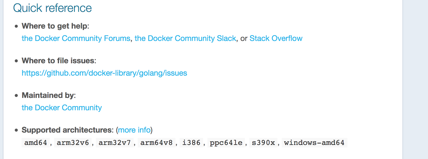 docker golang architectures